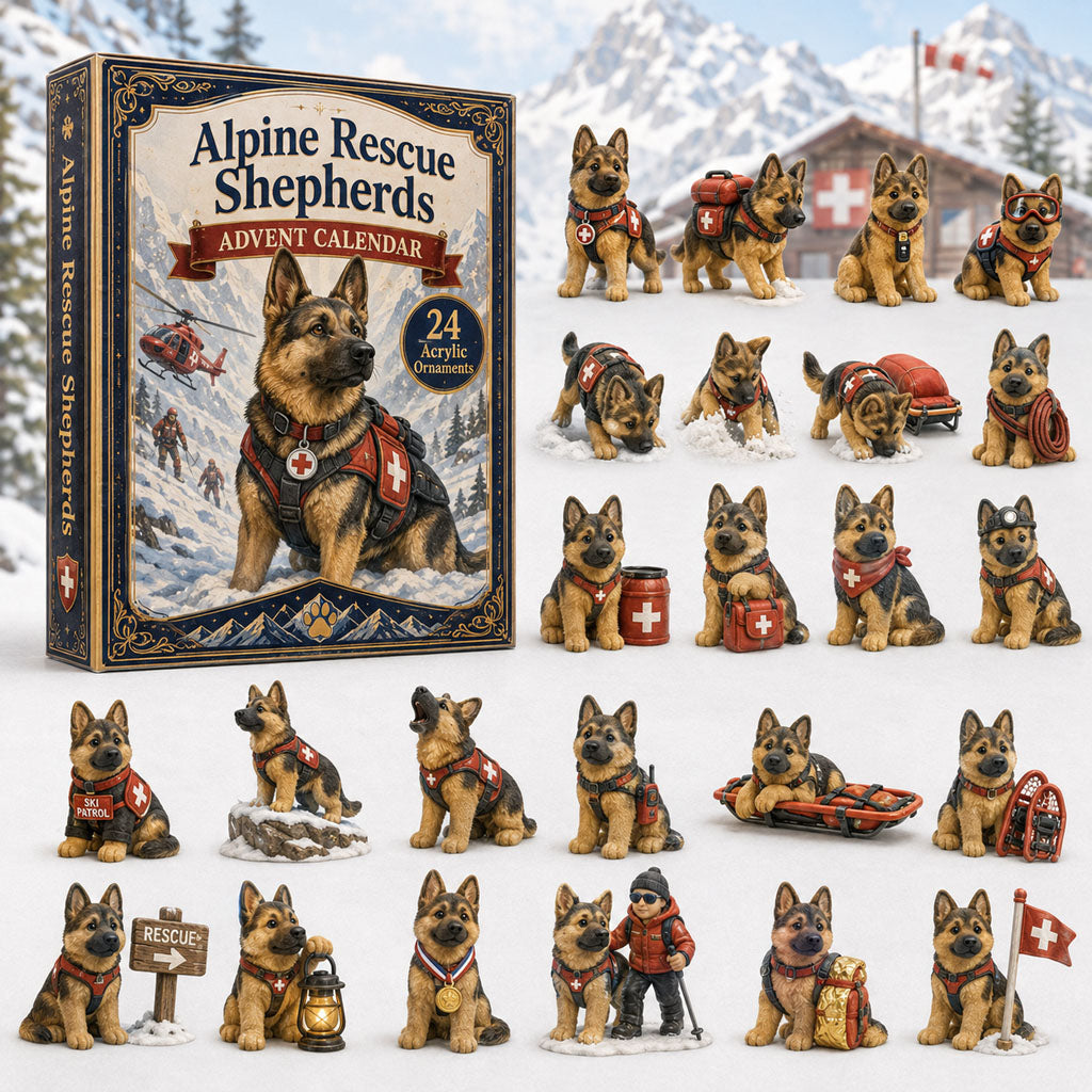 CHRISMAST KICKOFF 40% OFF - Alpine Rescue Shepherd Advent Calendar 2026 - 24-Day Festive Countdown, Acrylic Charms Blind Box - Gift For Dog Lovers AC0TH148