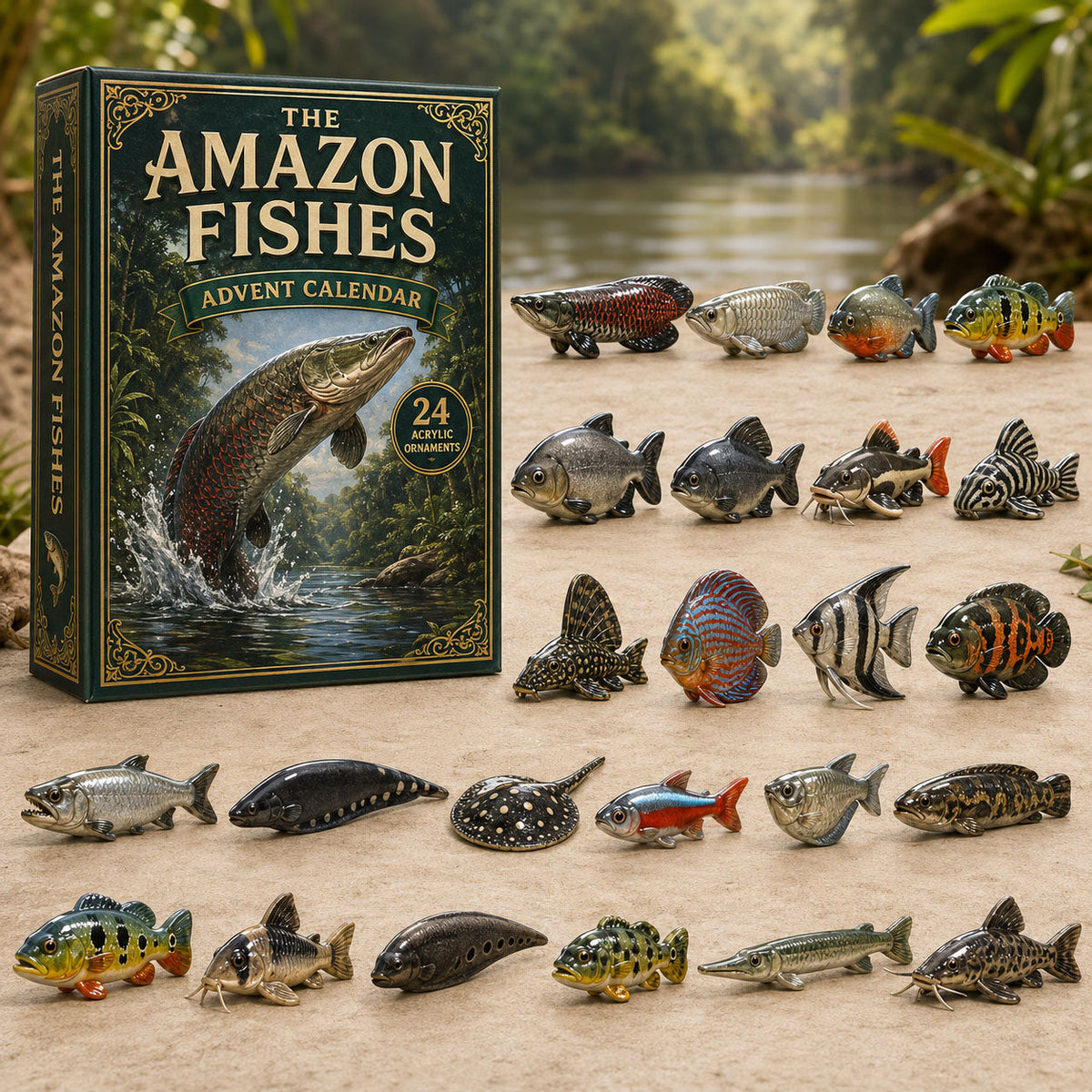 CHRISTMAS KICKOFF 40% OFF - Amazon Fished Advent Calendar 2026 - 24-Day Festive Countdown, Acrylic Charms Blind Box - Gift For Fish Lovers