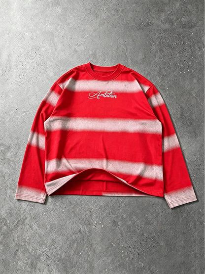Ambition Faded Striped Long Sleeve Oversized Tee