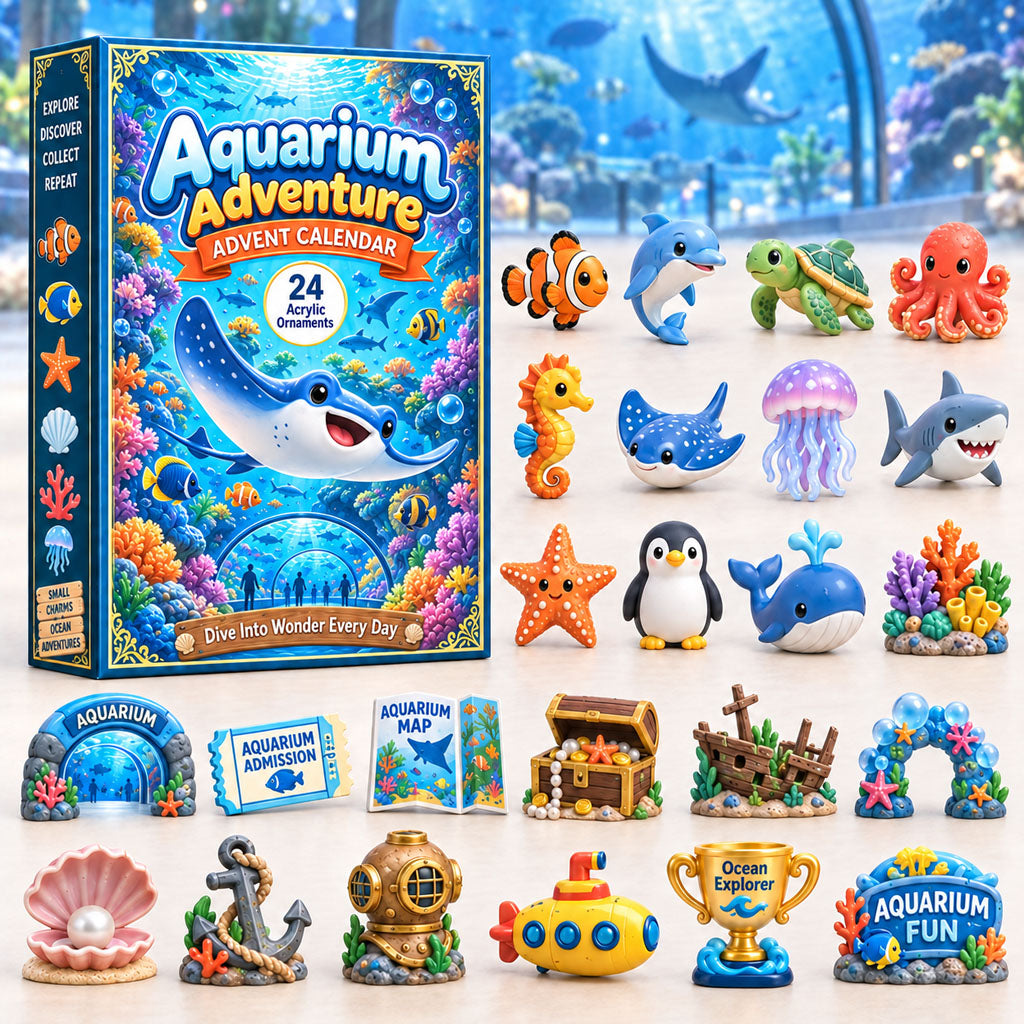 CHRISTMAS KICKOFF 40% OFF - Aquarium Adventure Advent Calendar 2026 - 24-Day Festive Countdown, Acrylic Charms Blind Box - Gift For Kids Adventure AC0HA296