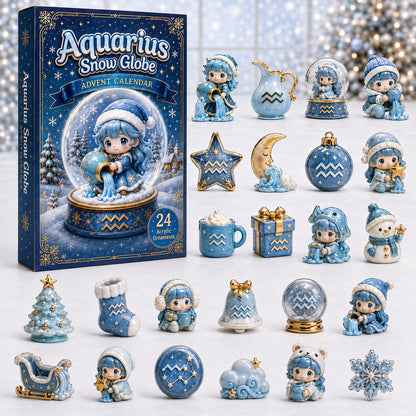 CHRISTMAS KICKOFF 40% OFF - Aquarius Snow Globe Advent Calendar 2026 - 24-Day Festive Countdown, Acrylic Charms Blind Box - Gift For Astrology Lovers AC0HA194