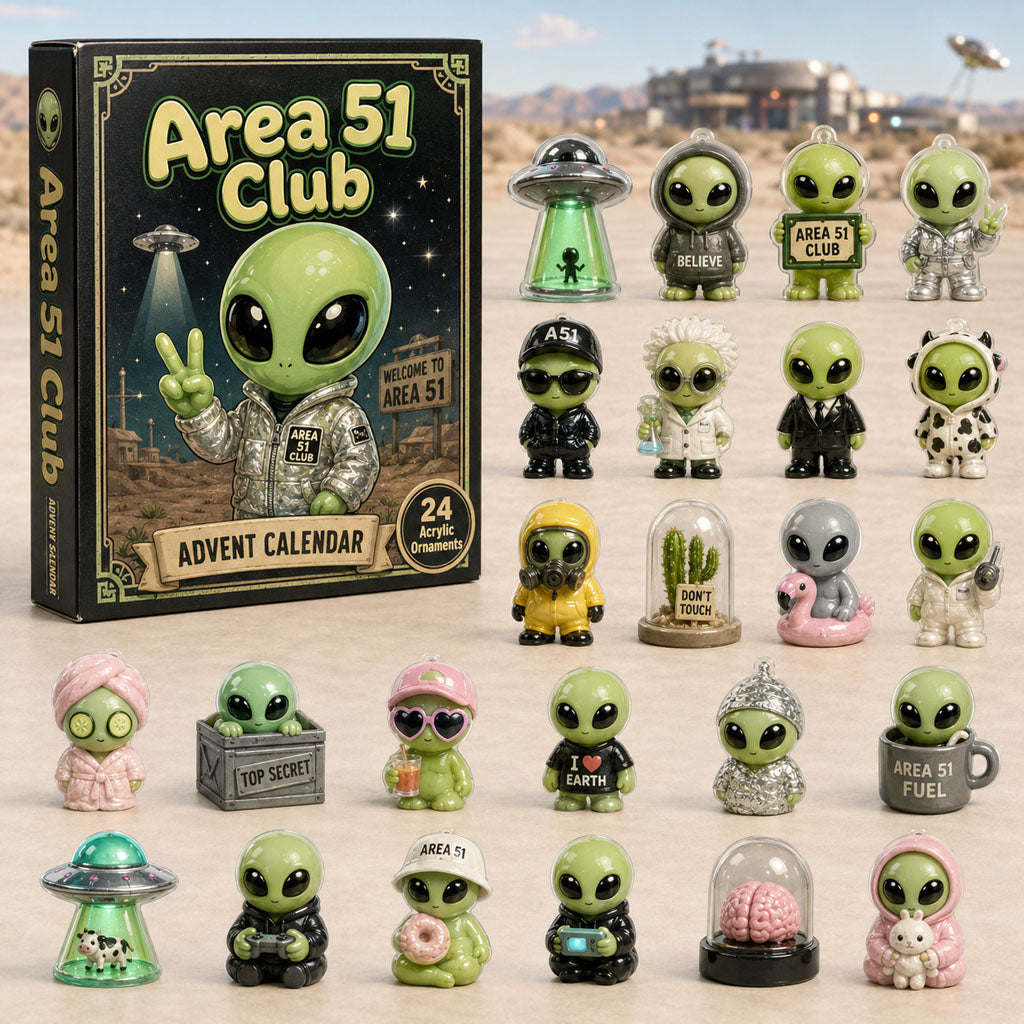 CHRISTMAS KICKOFF 40% OFF - Area 51 Club Advent Calendar 2026 - 24-Day Festive Countdown, Acrylic Charms Blind Box - Gift For Alien Lovers AC0HA191