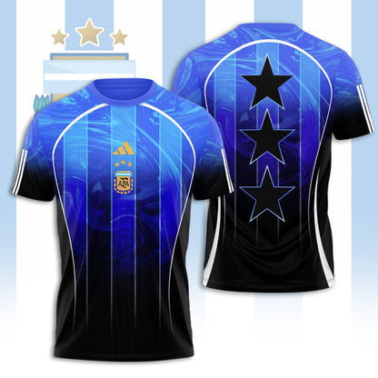 Argentina 3-Star Blue Black Soccer Jersey