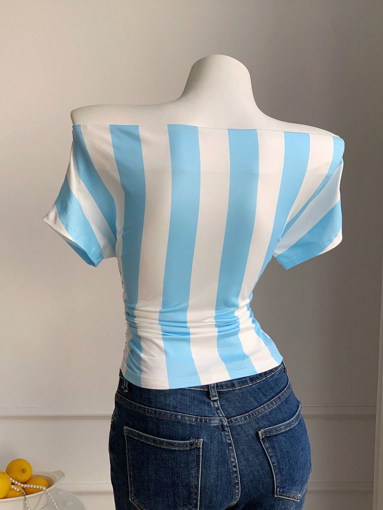 Argentina Off-Shoulder Striped Crop Jersey