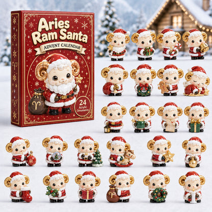 CHRISTMAS KICKOFF 40% OFF - Aries Ram Santa Advent Calendar 2026 - 24-Day Festive Countdown, Acrylic Charms Blind Box - Gift For Astrology Lovers AC0HA195