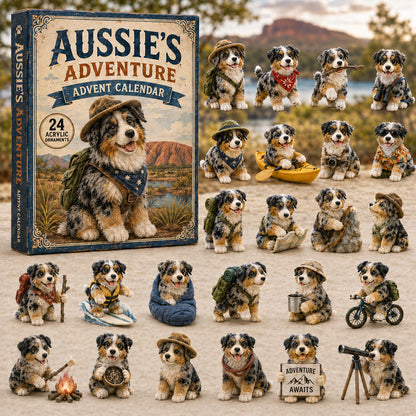 CHRISMAST KICKOFF 40% OFF - Aussie Dog Adventure Advent Calendar 2026 - 24-Day Festive Countdown, Acrylic Charms Blind Box - Gift For Dog Lovers AC0TM100