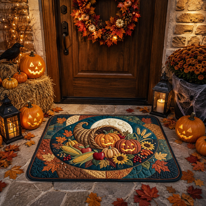 Autumn Harvest Cornucopia & Pumpkin Halloween Gate Doormat