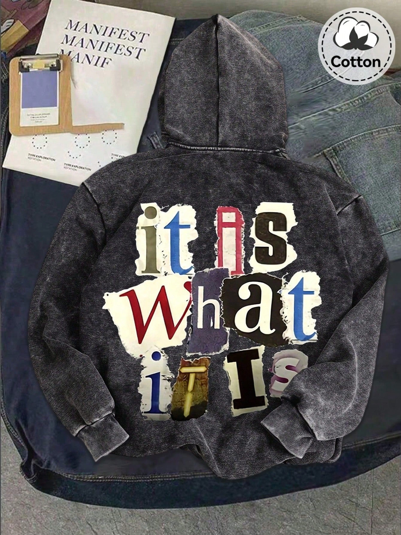 Autumn And Winter “It Is What It Is” Pattern Men’s Hoodie