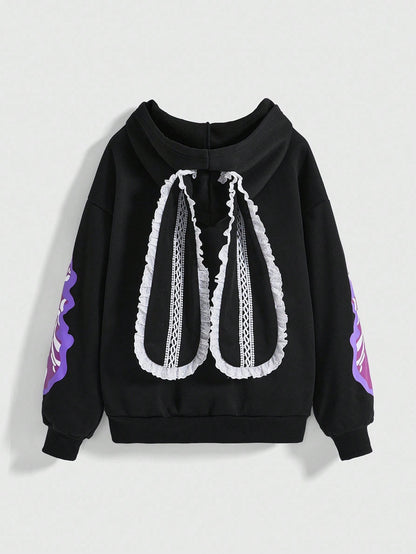 Avant Bizarre Skeleton Rabbit Ear Hoodie