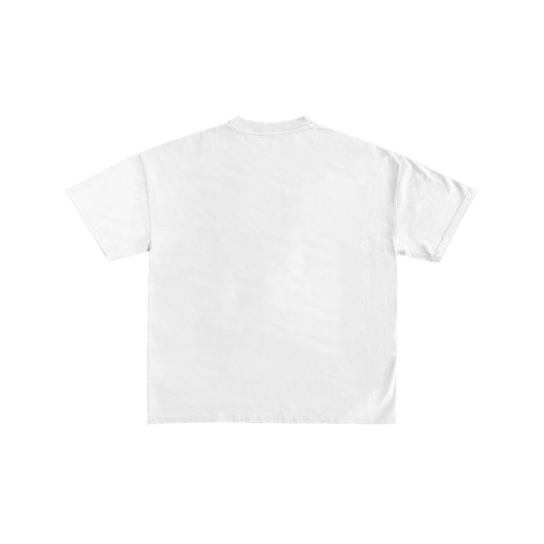 Retro Biker Girl Graphic Oversized White T-Shirt