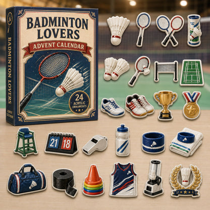 CHRISTMAS KICKOFF 40% OFF - Badminton Player Advent Calendar 2026 - 24-Day Festive Countdown, Acrylic Charms Blind Box - Gift For Badminton Lovers AC0TM047