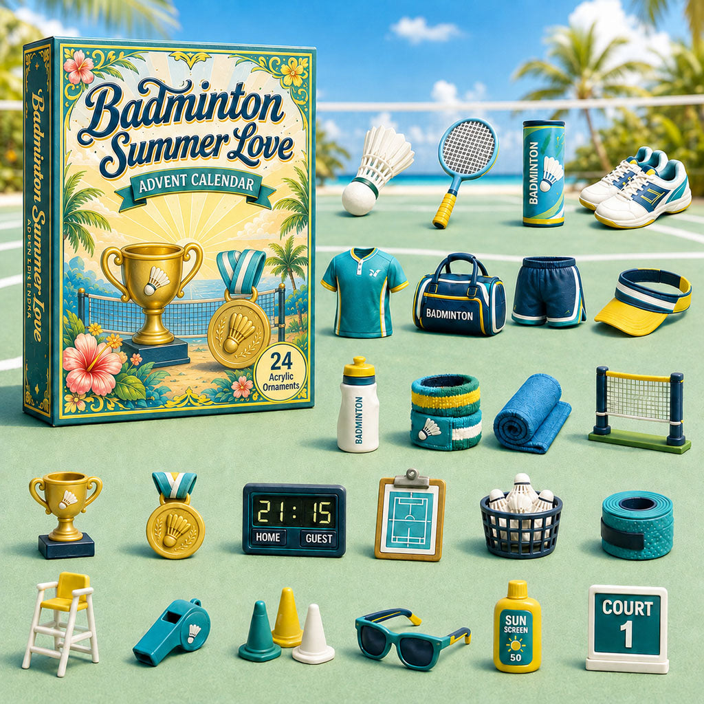 CHRISTMAS KICKOFF 40% OFF - Badminton Summer Advent Calendar 2026 - 24-Day Festive Countdown, Acrylic Charms Blind Box - Gift For Badminton Lovers AC0TM050