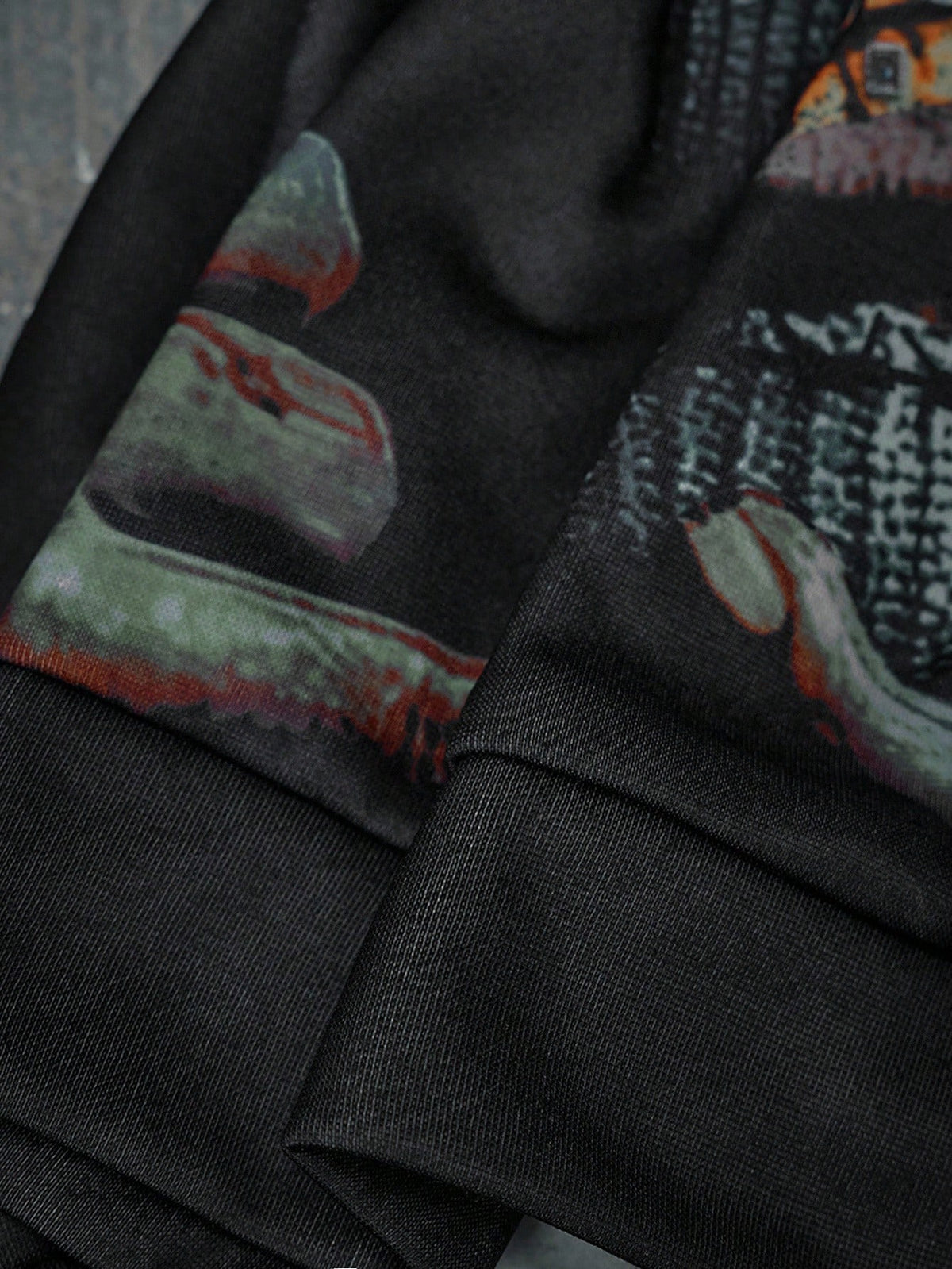 Balaclava Graphic Printed Black Oversized Hoodie