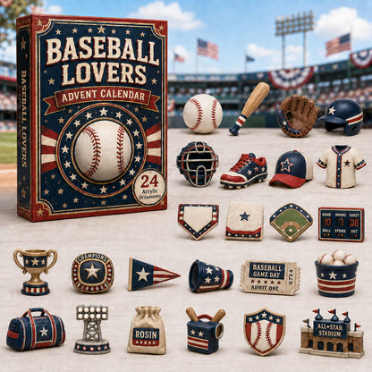 CHRISTMAS KICKOFF 40% OFF - Baseball Lovers Patriotic Advent Calendar 2026 - 24-Day Festive Countdown, Acrylic Charms Blind Box - Gift For Baseball Lovers AC0TM088