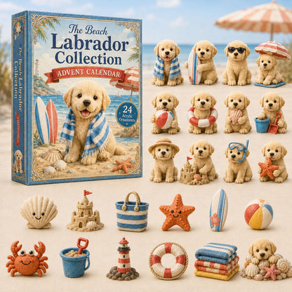 CHRISTMAS KICKOFF 40% OFF - Beach Labrador Advent Calendar 2026 - 24-Day Festive Countdown, Acrylic Charms Blind Box - Gift For Labrador Lovers AC0TH031