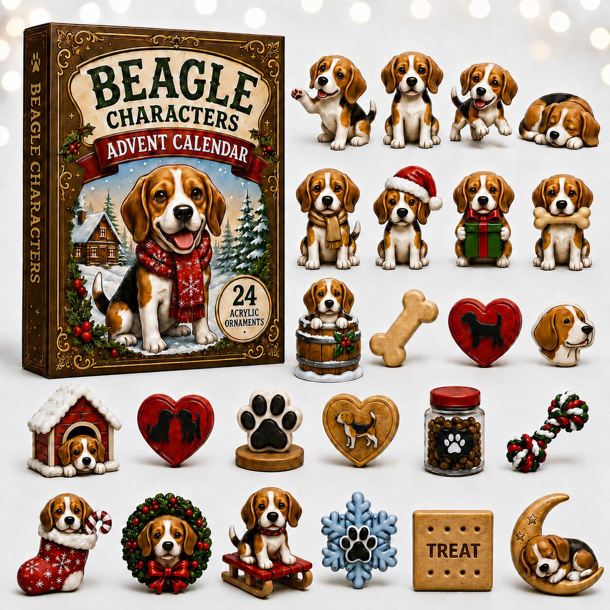 CHRISTMAS KICKOFF 40% OFF - Beagle Advent Calendar 2026 - 24-Day Festive Countdown, Acrylic Charms Blind Box - Gift For Dogs Lovers