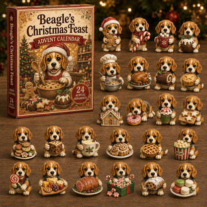 CHRISTMAS KICKOFF 40% OFF - Beagles Christmas Feast Advent Calendar 2026 - 24-Day Festive Countdown, Acrylic Charms Blind Box - Gift For Beagle Lovers AC0NT067