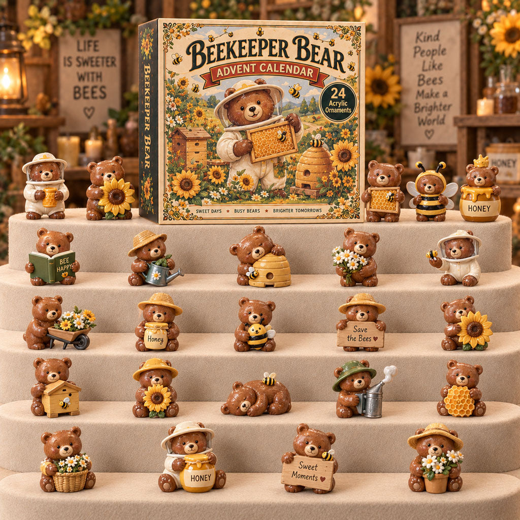 CHRISTMAS KICKOFF 40% OFF - Beekeeper Bear Advent Calendar 2026 - 24-Day Festive Countdown, Acrylic Charms Blind Box - Gift For Beekeeper Lovers AC0TM332