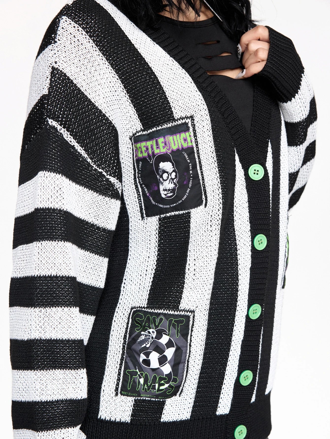 Beetlejuice Striped Colorblock Cardigan