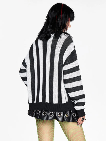 Beetlejuice Striped Colorblock Cardigan