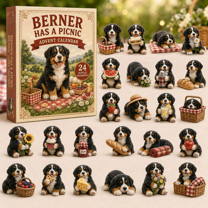 CHRISTMAS KICKOFF 40% OFF - Berner Has A Picnic Advent Calendar 2026 - 24-Day Festive Countdown, Acrylic Charms Blind Box - Gift For Bernese Lovers AC0TM178