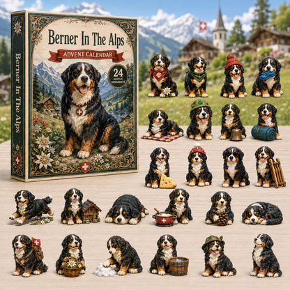 CHRISTMAS KICKOFF 40% OFF - Berner In The Alps Advent Calendar 2026 - 24-Day Festive Countdown, Acrylic Charms Blind Box - Gift For Bernese Mountain Dog Lovers AC0NT141
