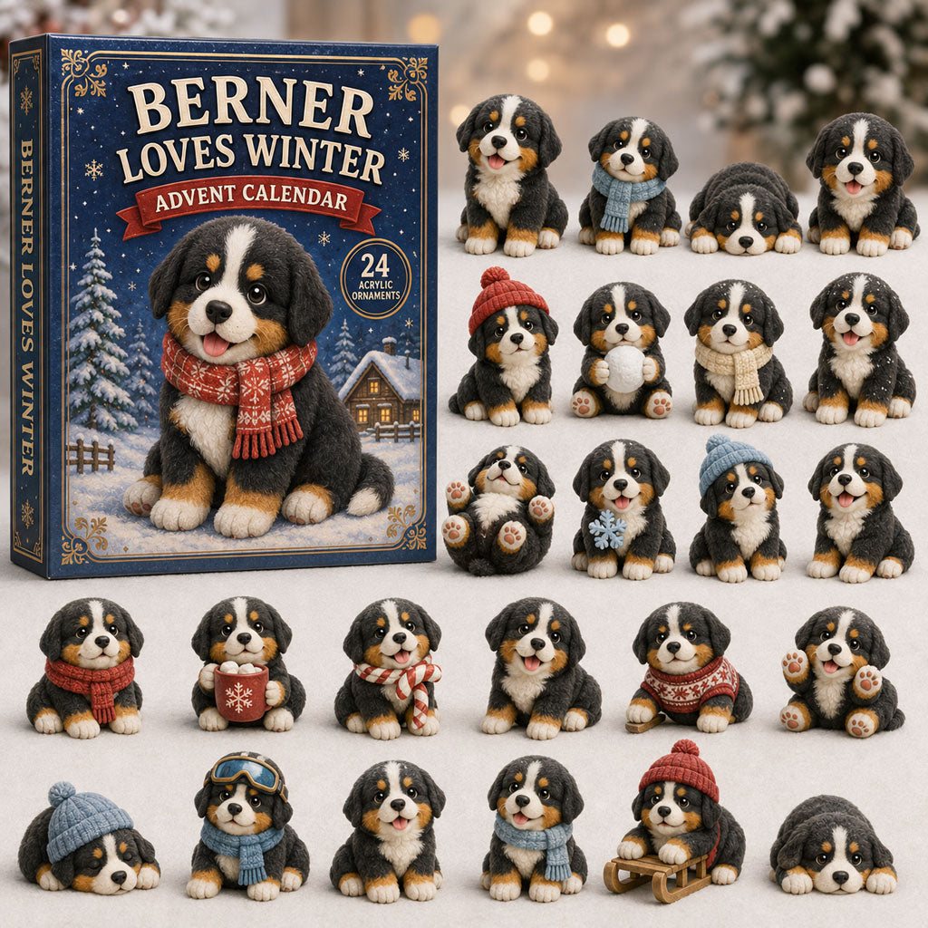 CHRISTMAS KICKOFF 40% OFF - Berner Loves Winter Advent Calendar 2026 - 24-Day Festive Countdown, Acrylic Charms Blind Box - Gift For Bernese Lovers AC0TM174
