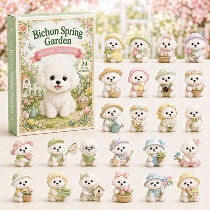 CHRISMAST KICKOFF 40% OFF - Bichon Spring Garden Advent Calendar 2026 - 24-Day Festive Countdown, Acrylic Charms Blind Box - Gift For Bichon Frise Lovers AC0HA109
