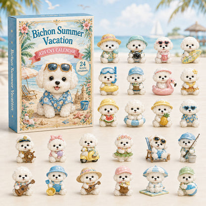 CHRISMAST KICKOFF 40% OFF - Bichon Summer Vacation Advent Calendar 2026 - 24-Day Festive Countdown, Acrylic Charms Blind Box - Gift For Bichon Frise Lovers AC0HA110