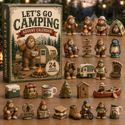 CHRISTMAS KICKOFF 40% OFF - Bigfoot Camp Advent Calendar 2026 - 24-Day Festive Countdown, Acrylic Charms Blind Box - Gift For Campers