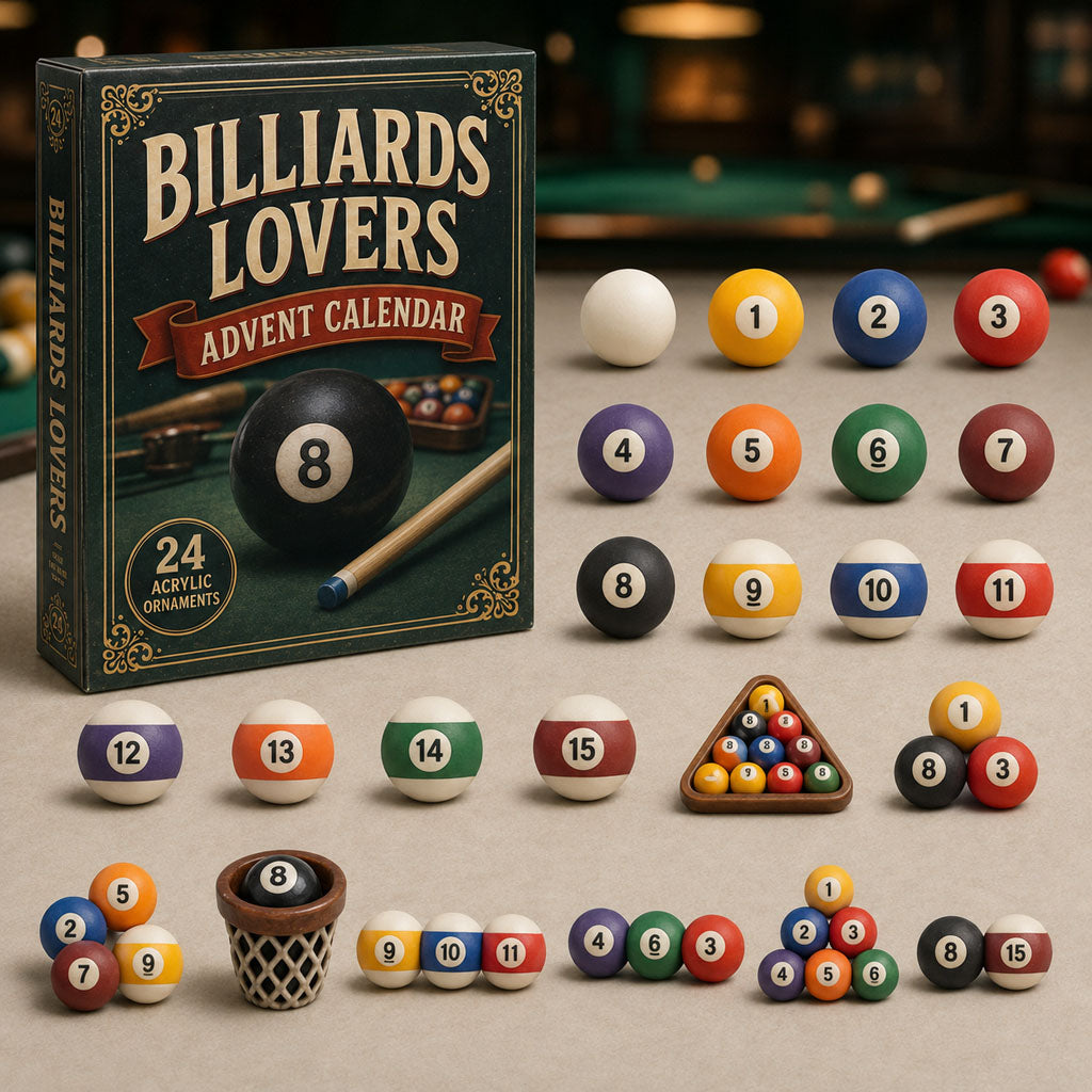 CHRISTMAS KICKOFF 40% OFF - Billiards Ball Advent Calendar 2026 - 24-Day Festive Countdown, Acrylic Charms Blind Box - Gift For Billiards Lovers AC0TM069