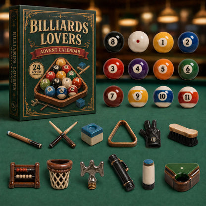 CHRISTMAS KICKOFF 40% OFF - Billiards Rack Advent Calendar 2026 - 24-Day Festive Countdown, Acrylic Charms Blind Box - Gift For Billiards Lovers AC0TM070