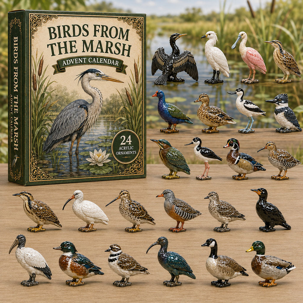 CHRISTMAS KICKOFF 40% OFF - Birds From The Marsh Advent Calendar 2026 - 24-Day Festive Countdown, Acrylic Charms Blind Box - Gift For Bird Lovers AC0TM215