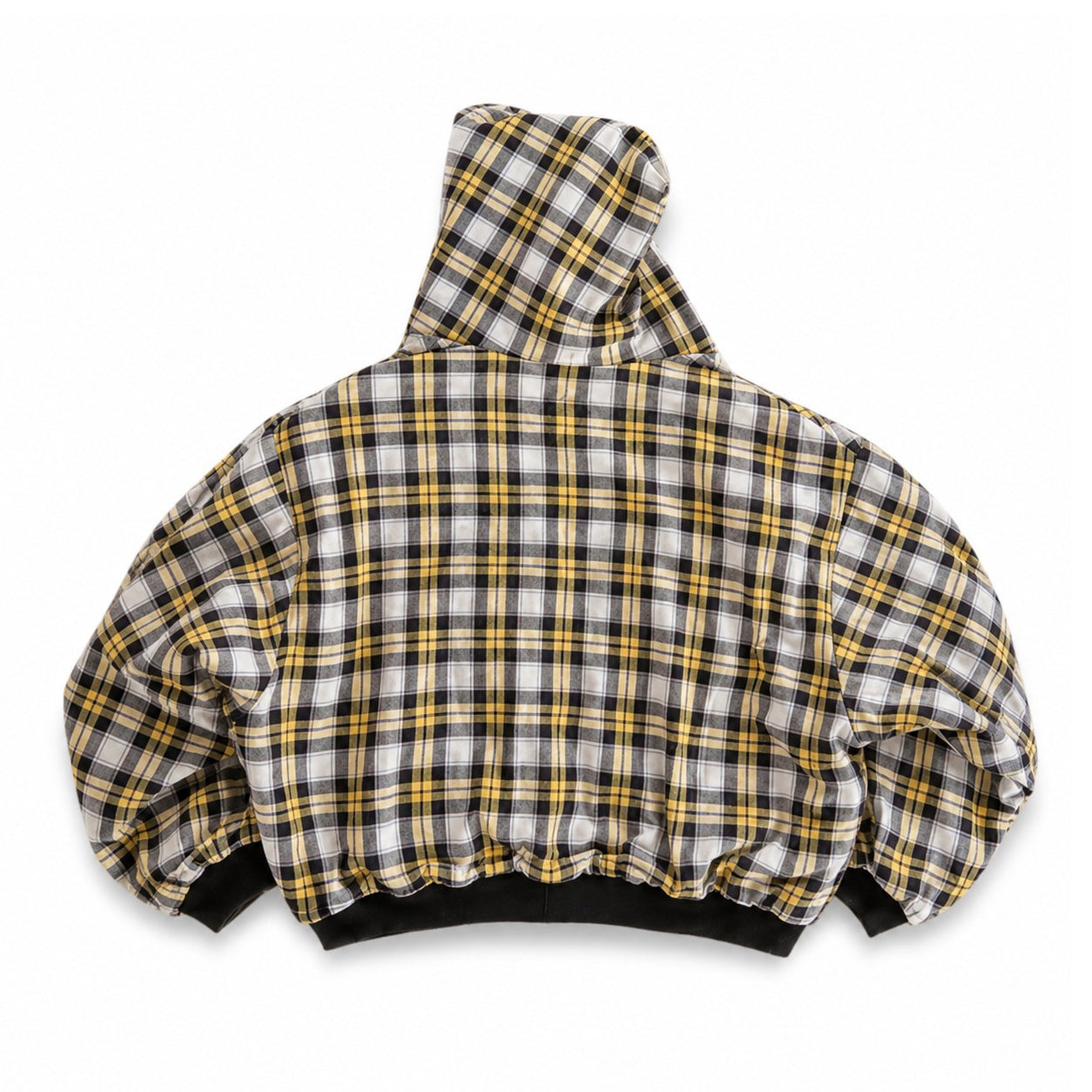 Black & Yellow 90s Plaid Reversible Hoodie