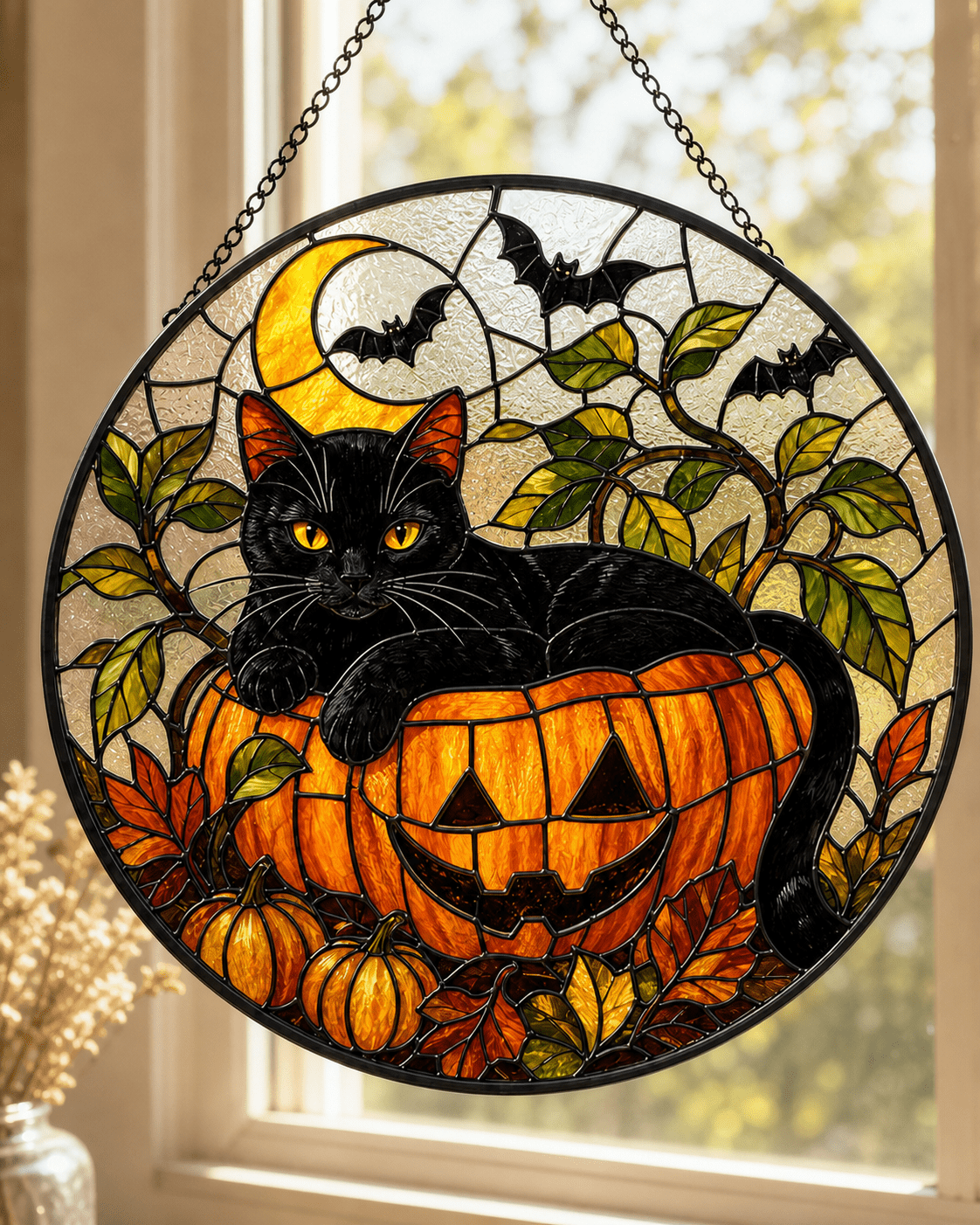 Black Cat Halloween Acrylic Decor Suncatcher