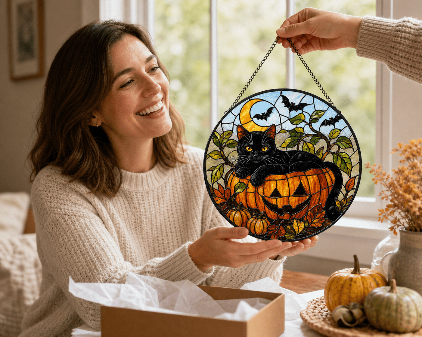 Black Cat Halloween Acrylic Decor Suncatcher
