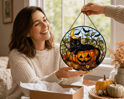 Black Cat Halloween Acrylic Decor Suncatcher