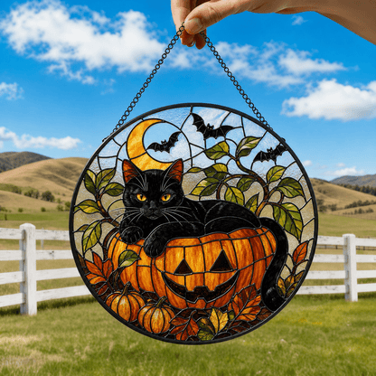 Black Cat Halloween Acrylic Decor Suncatcher