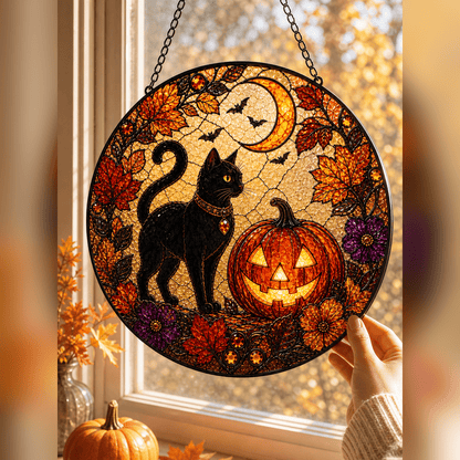 Black Cat Pumpkin Halloween Acrylic Decor