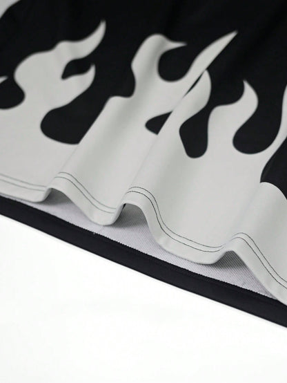 Black Flame Star Graphic Streetwear Hoodie