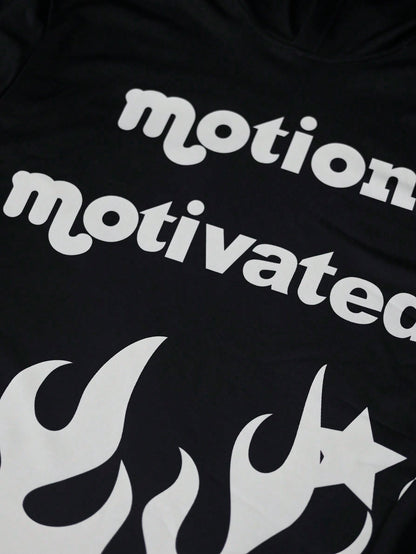 Black Flame Star Graphic Streetwear Hoodie