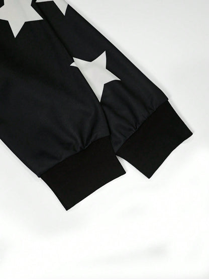 Black Flame Star Graphic Streetwear Hoodie