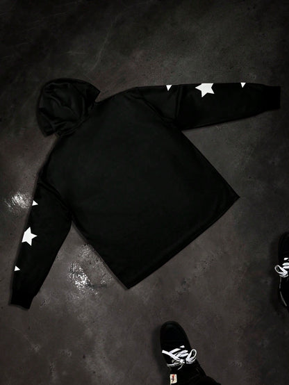 Black Flame Star Graphic Streetwear Hoodie