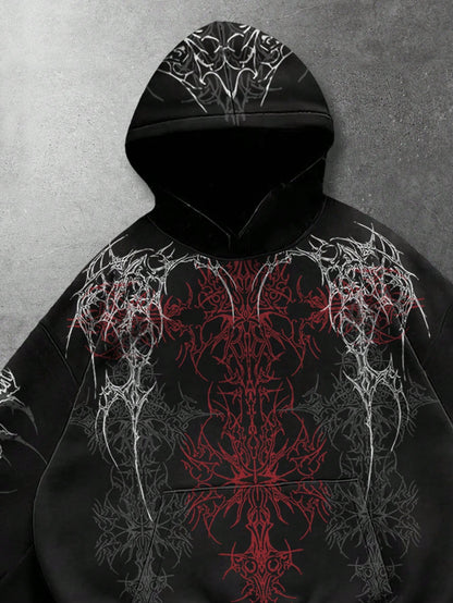 Black Gothic Tribal Graphic Hoodie