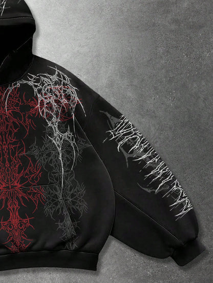 Black Gothic Tribal Graphic Hoodie