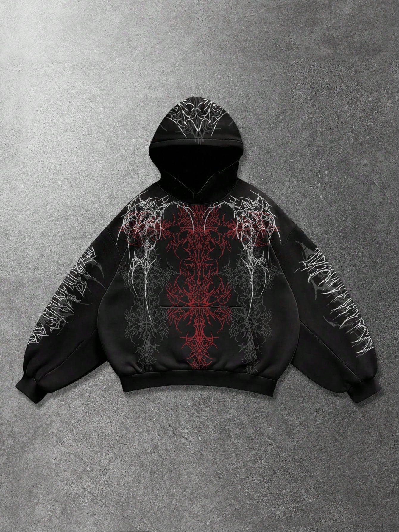 Black Gothic Tribal Graphic Hoodie