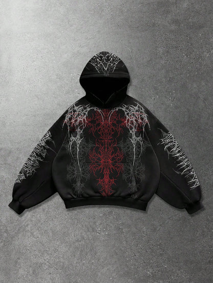 Black Gothic Tribal Graphic Hoodie