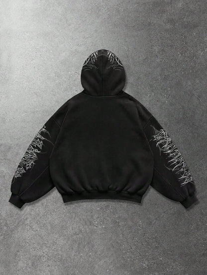 Black Gothic Tribal Graphic Hoodie