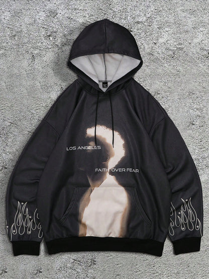 Black Graphic Faith Over Fear Hoodie