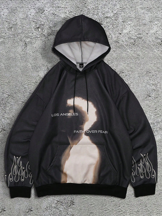 Black Graphic Faith Over Fear Hoodie